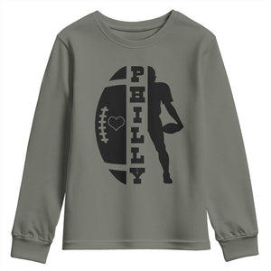 Philly Football Spirit Youth Sweatshirt Proud Fan Humor Gift TS12 Military Green Print Your Wear