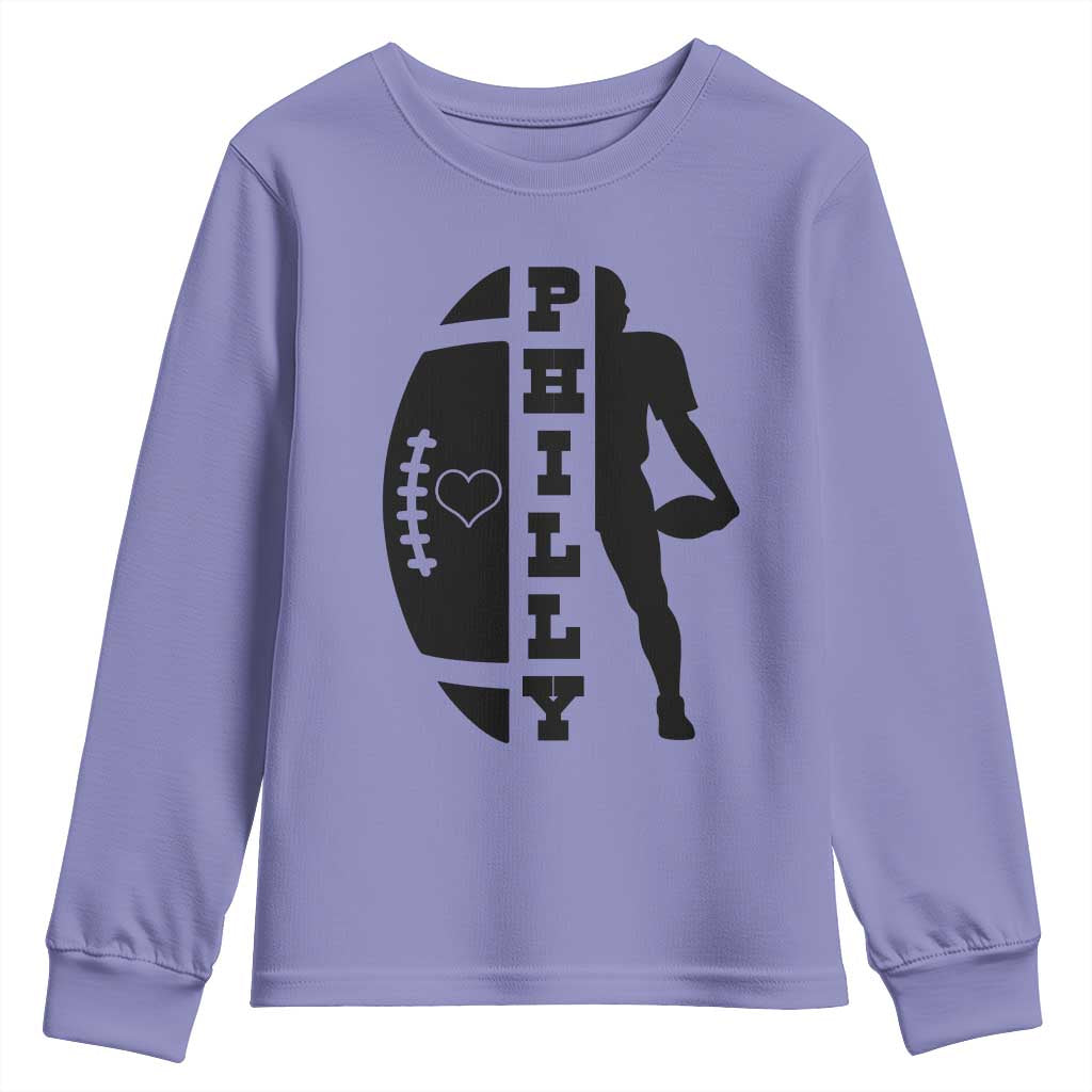Philly Football Spirit Youth Sweatshirt Proud Fan Humor Gift TS12 Violet Print Your Wear