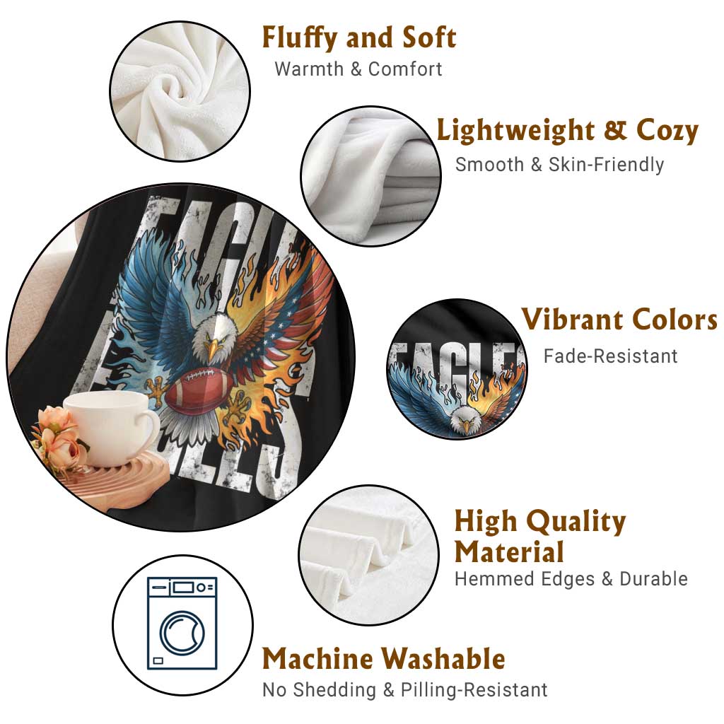 Eagles Football Throw Blanket Patriotic Eagle American Flag Gift TS12 Print Your Wear