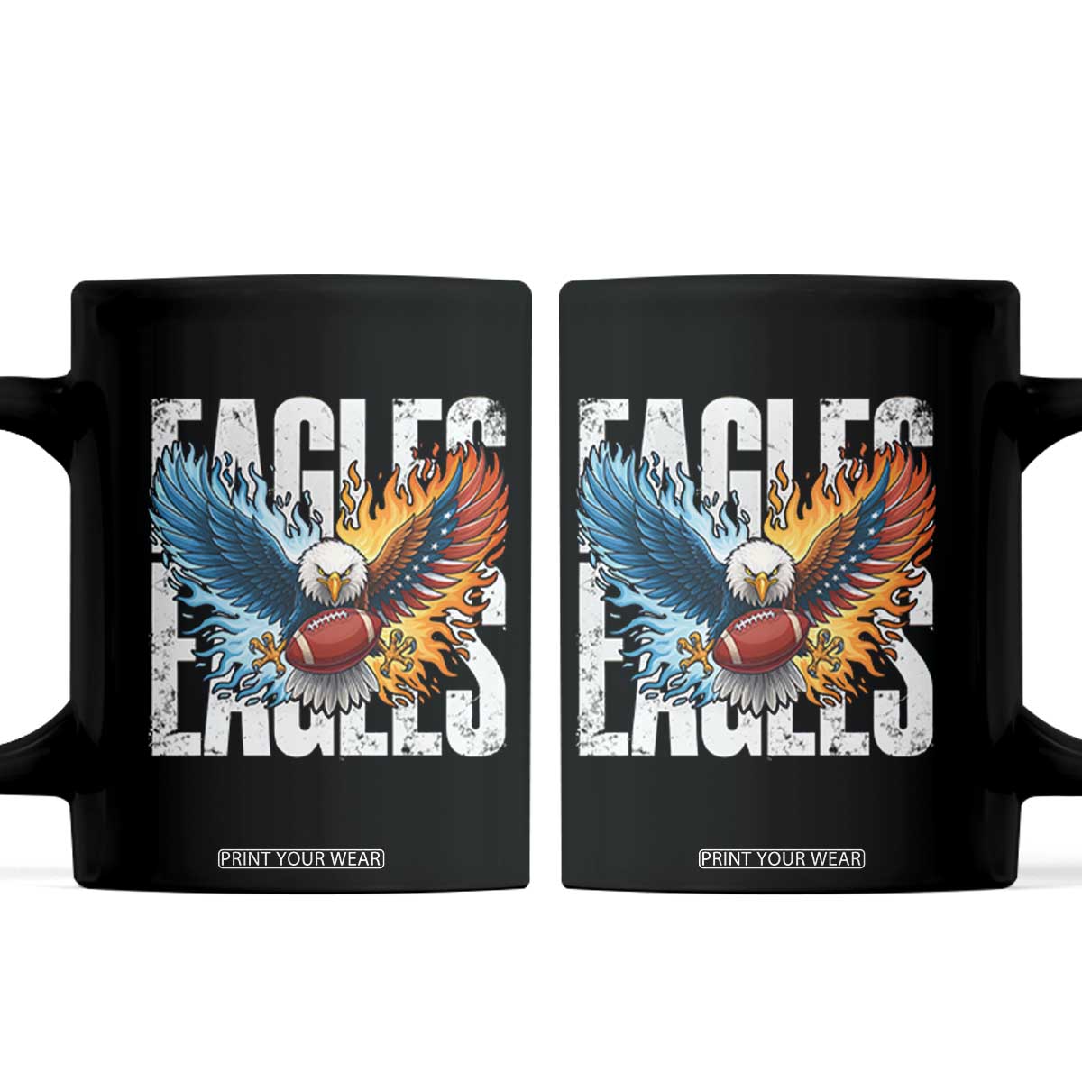 Eagles Football Coffee Mug Patriotic Eagle American Flag Gift TS12 Black Print Your Wear