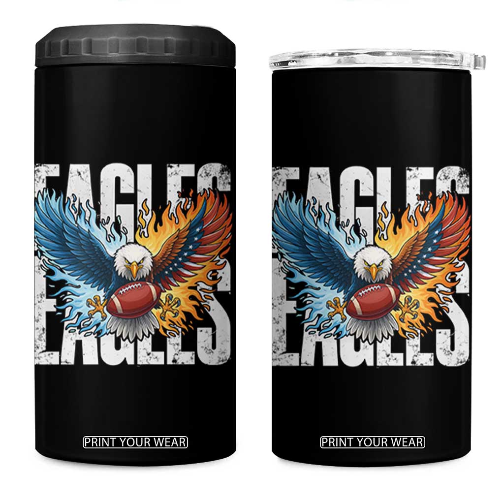 Eagles Football 4 in 1 Can Cooler Tumbler Patriotic Eagle American Flag Gift TS12 One Size: 16 oz Black Print Your Wear
