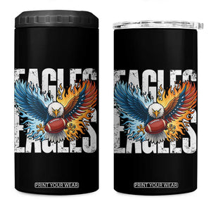 Eagles Football 4 in 1 Can Cooler Tumbler Patriotic Eagle American Flag Gift TS12 One Size: 16 oz Black Print Your Wear