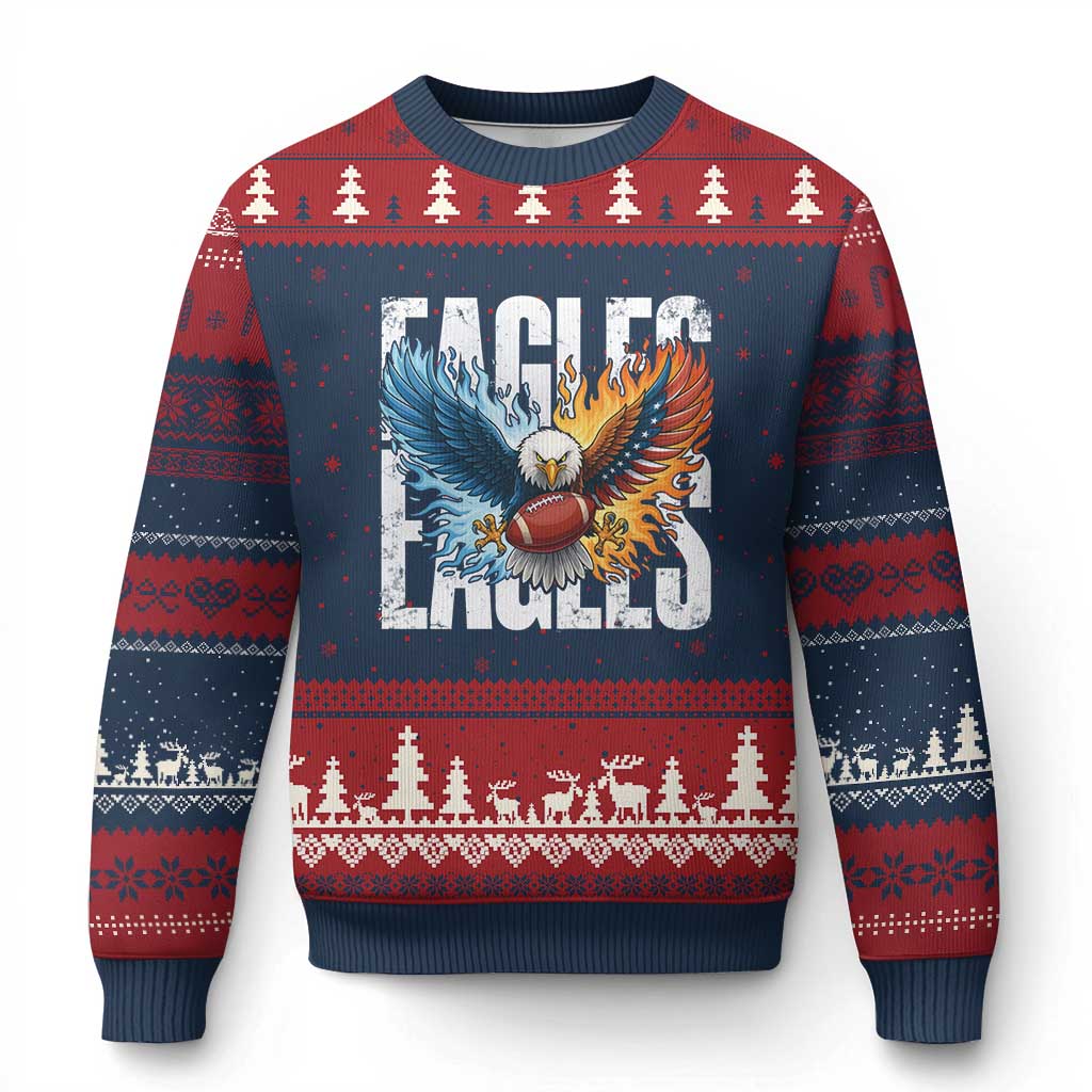 EF Lover Patriotic Eagle American Flag Gift Ugly Christmas Sweater TS12 Navy Red Print Your Wear