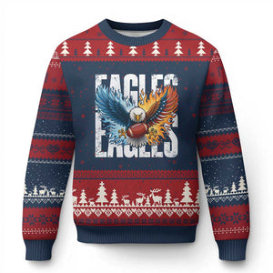 EF Lover Patriotic Eagle American Flag Gift Ugly Christmas Sweater TS12 Navy Red Print Your Wear