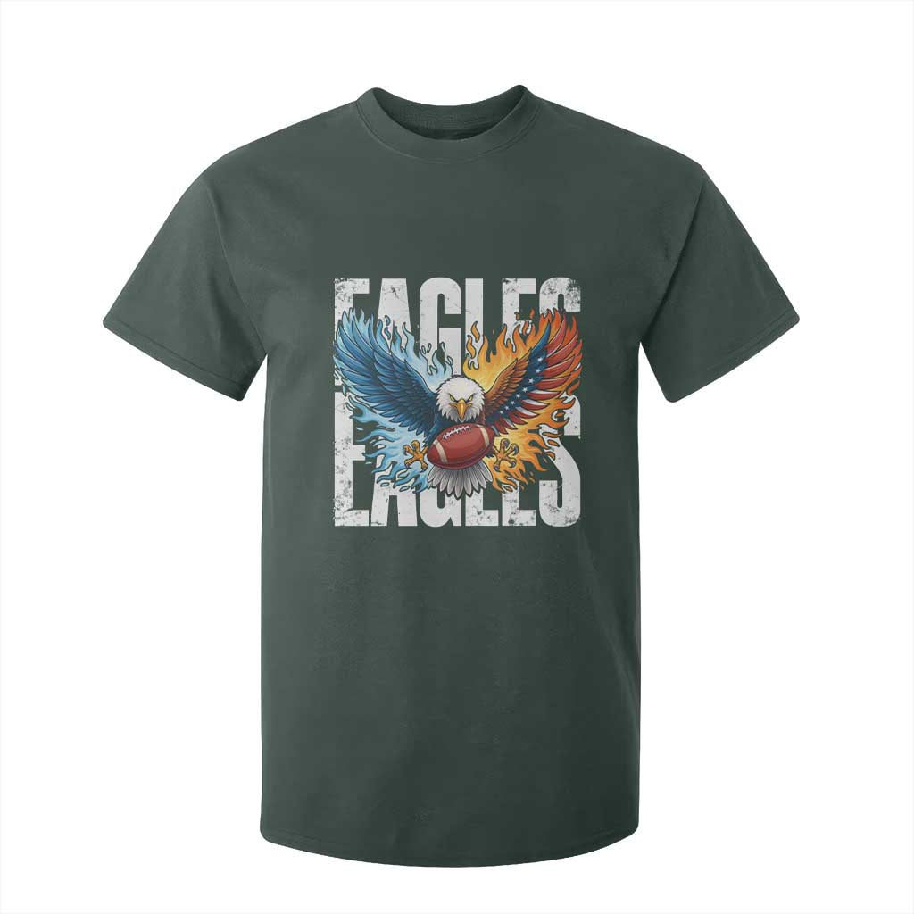 Eagles Football T Shirt For Kid Patriotic Eagle American Flag Gift TS12 Dark Forest Green Print Your Wear