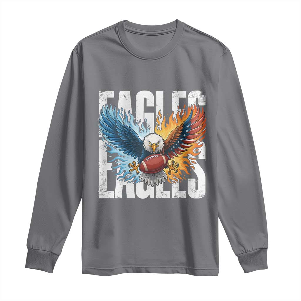 Eagles Football Long Sleeve Shirt Patriotic Eagle American Flag Gift TS12 Charcoal Print Your Wear
