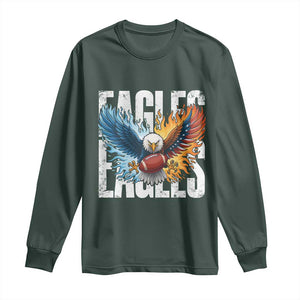 Eagles Football Long Sleeve Shirt Patriotic Eagle American Flag Gift TS12 Dark Forest Green Print Your Wear