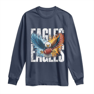 Eagles Football Long Sleeve Shirt Patriotic Eagle American Flag Gift TS12 Navy Print Your Wear