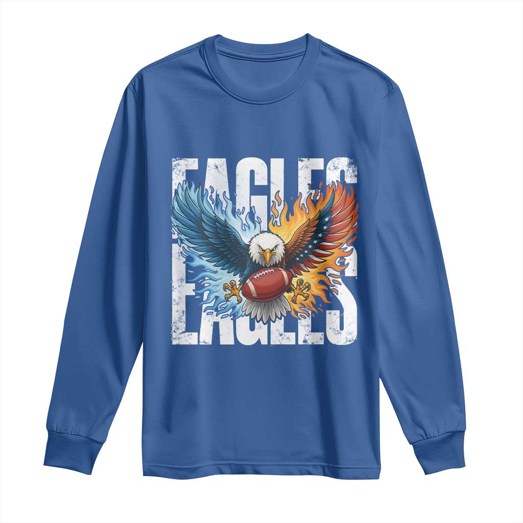 Eagles Football Long Sleeve Shirt Patriotic Eagle American Flag Gift TS12 Royal Blue Print Your Wear