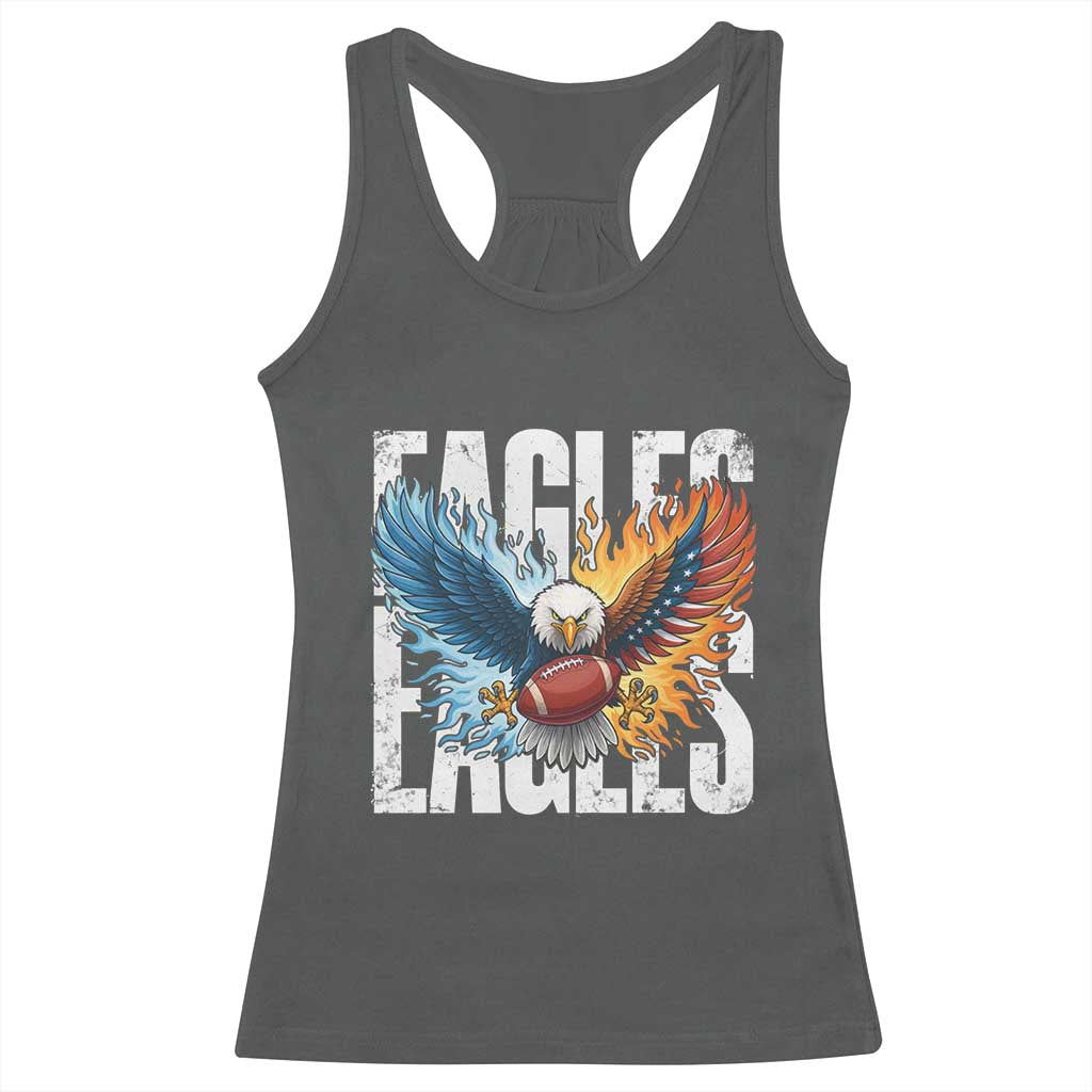 Eagles Football Racerback Tank Top Patriotic Eagle American Flag Gift TS12 Dark Heather Print Your Wear
