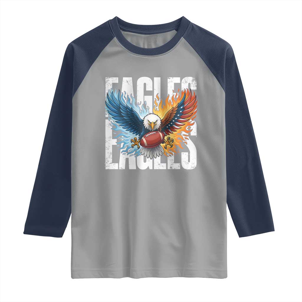 Eagles Football Raglan Shirt Patriotic Eagle American Flag Gift TS12 Sport Gray Navy Print Your Wear