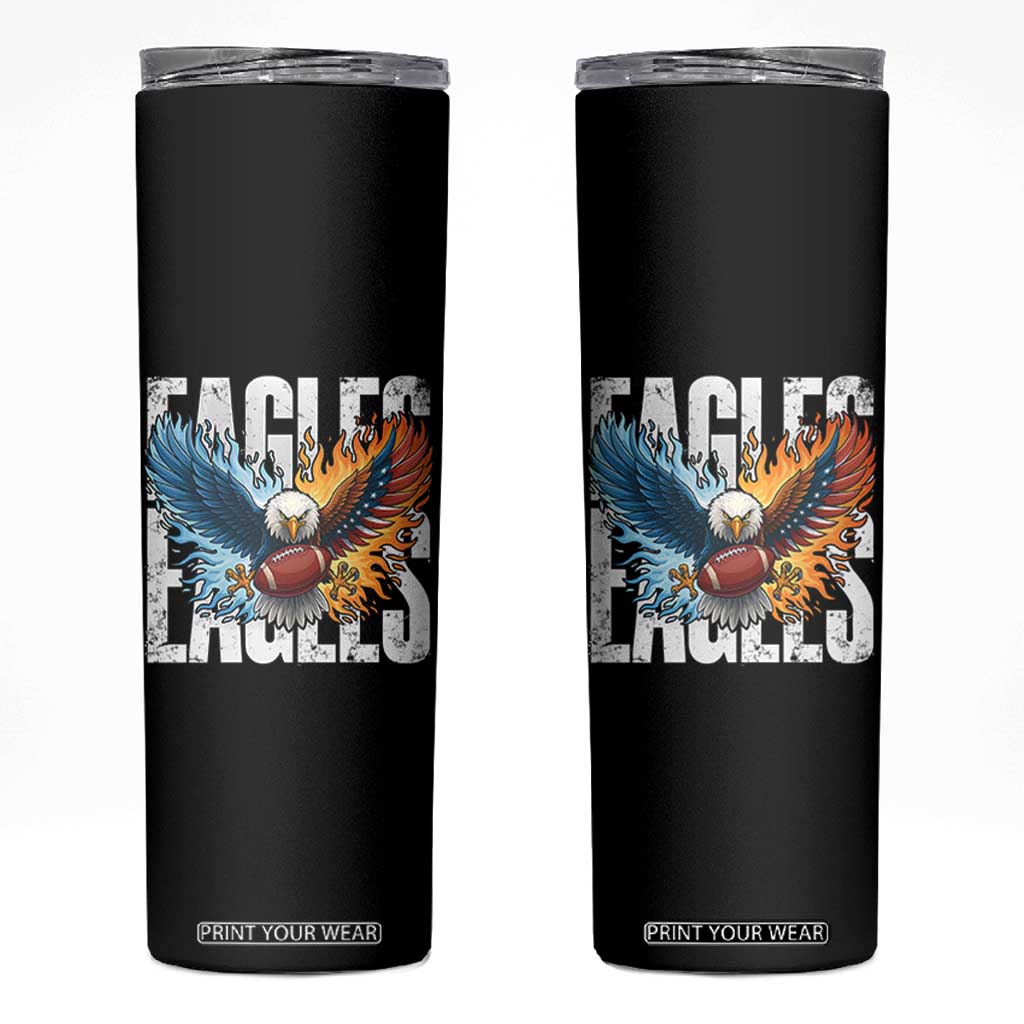 Eagles Football Skinny Tumbler Patriotic Eagle American Flag Gift TS12 Black Print Your Wear