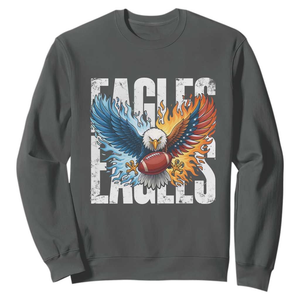 Eagles Football Sweatshirt Patriotic Eagle American Flag Gift TS12 Dark Heather Print Your Wear