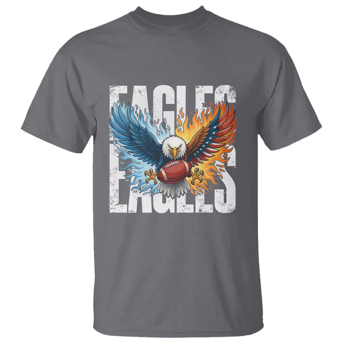 Eagles Football T Shirt Patriotic Eagle American Flag Gift TS12 Charcoal Print Your Wear
