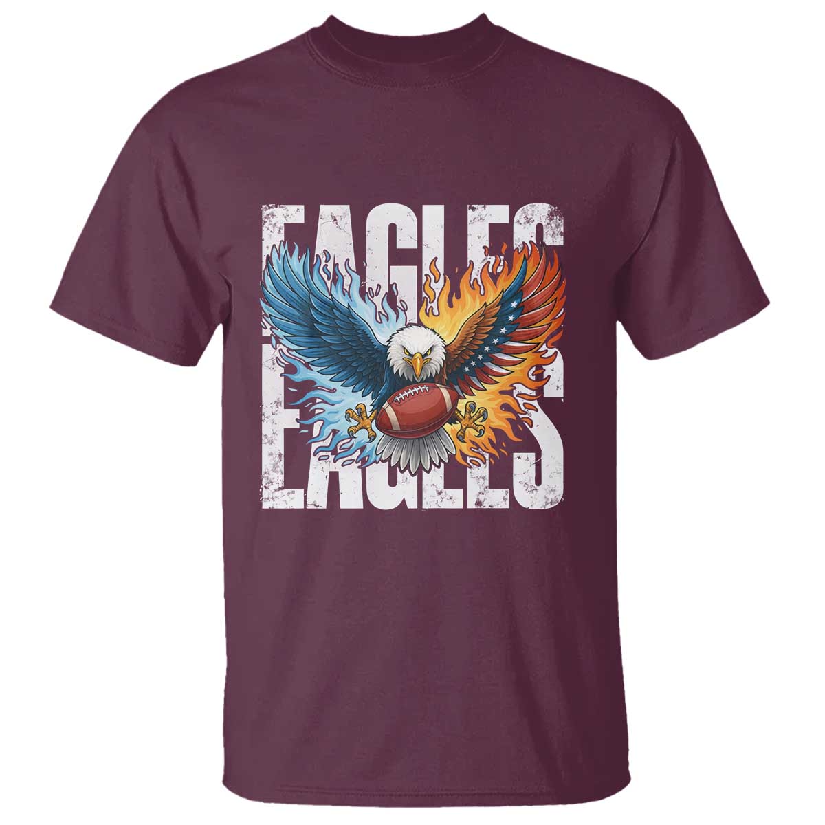 Eagles Football T Shirt Patriotic Eagle American Flag Gift TS12 Maroon Print Your Wear