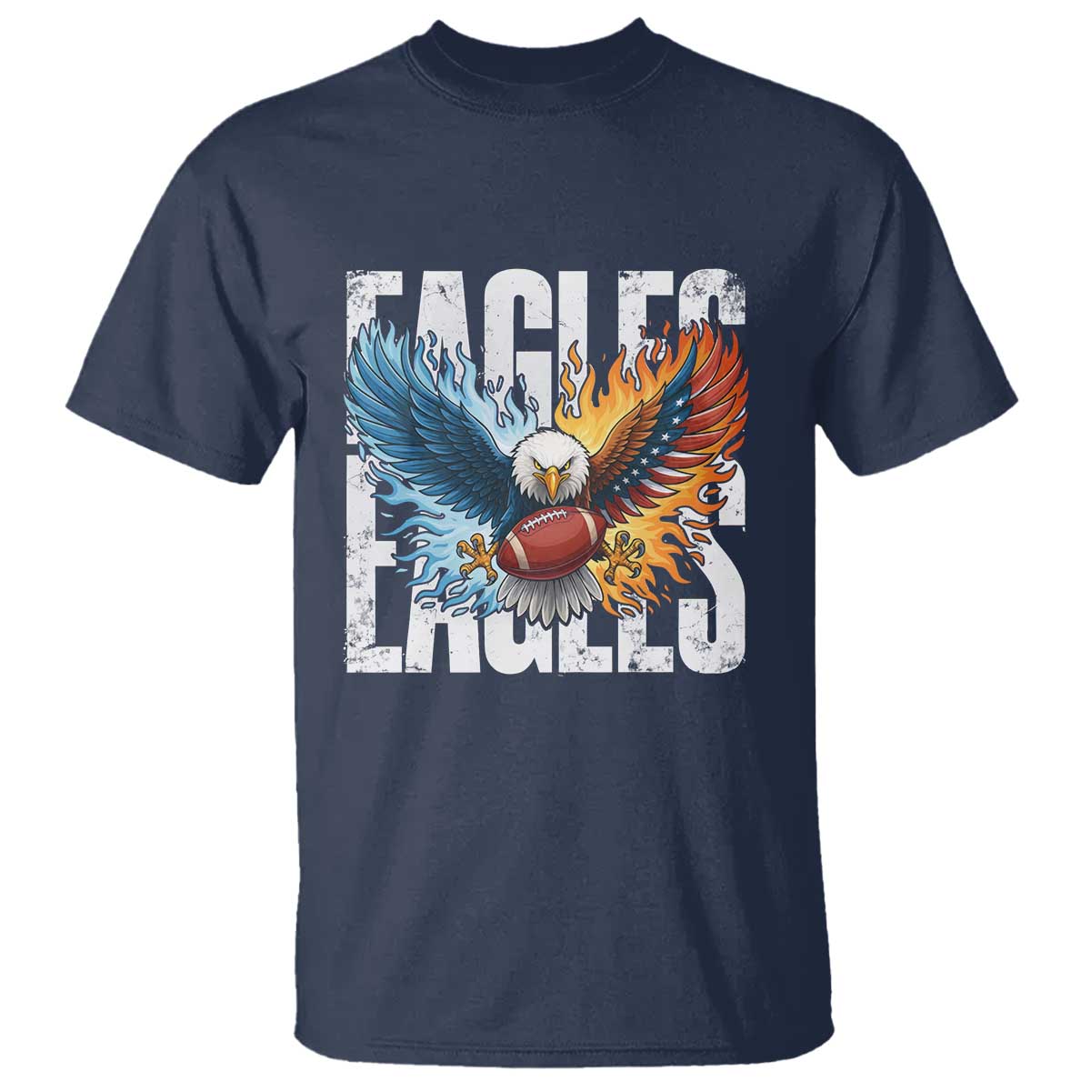 Eagles Football T Shirt Patriotic Eagle American Flag Gift TS12 Navy Print Your Wear