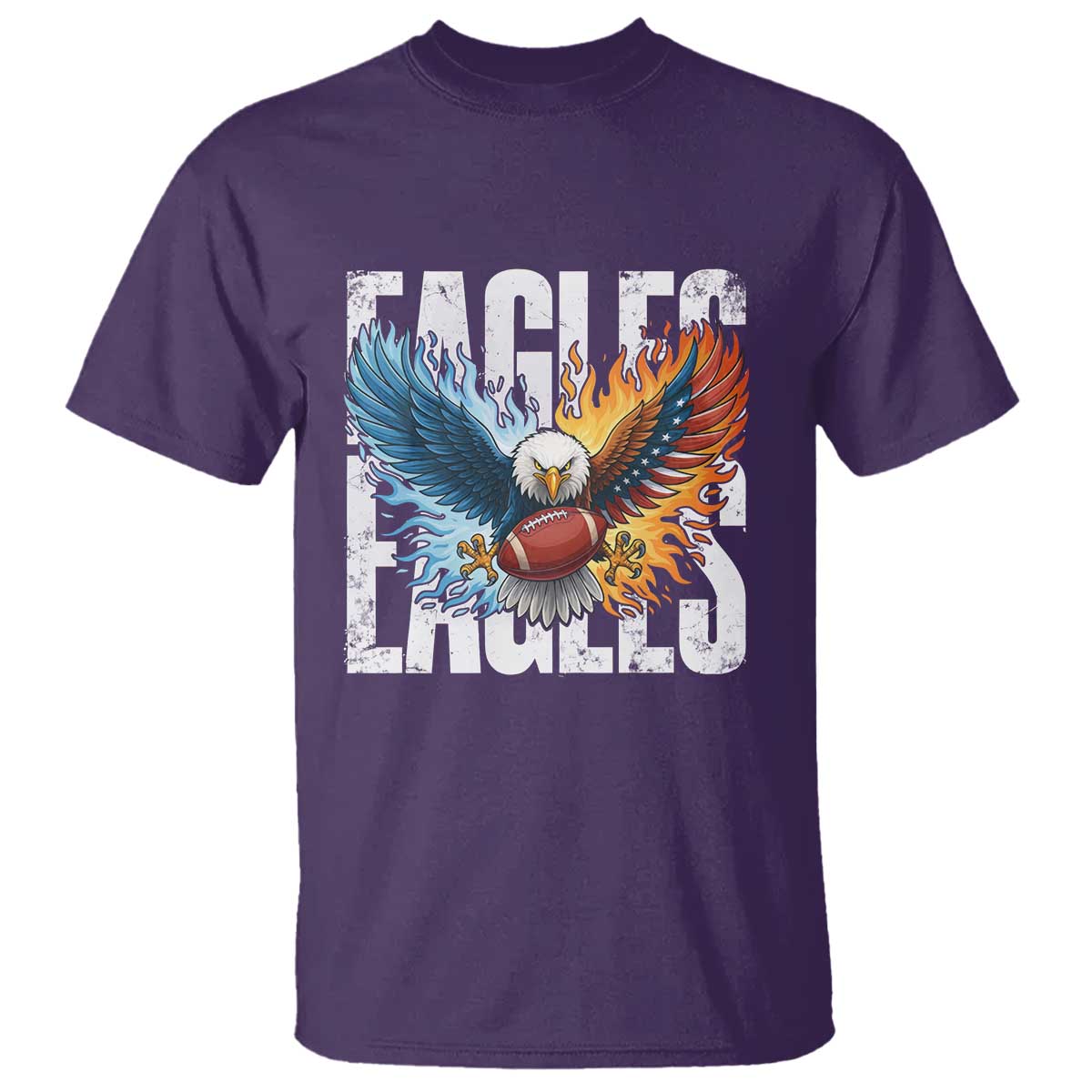 Eagles Football T Shirt Patriotic Eagle American Flag Gift TS12 Purple Print Your Wear