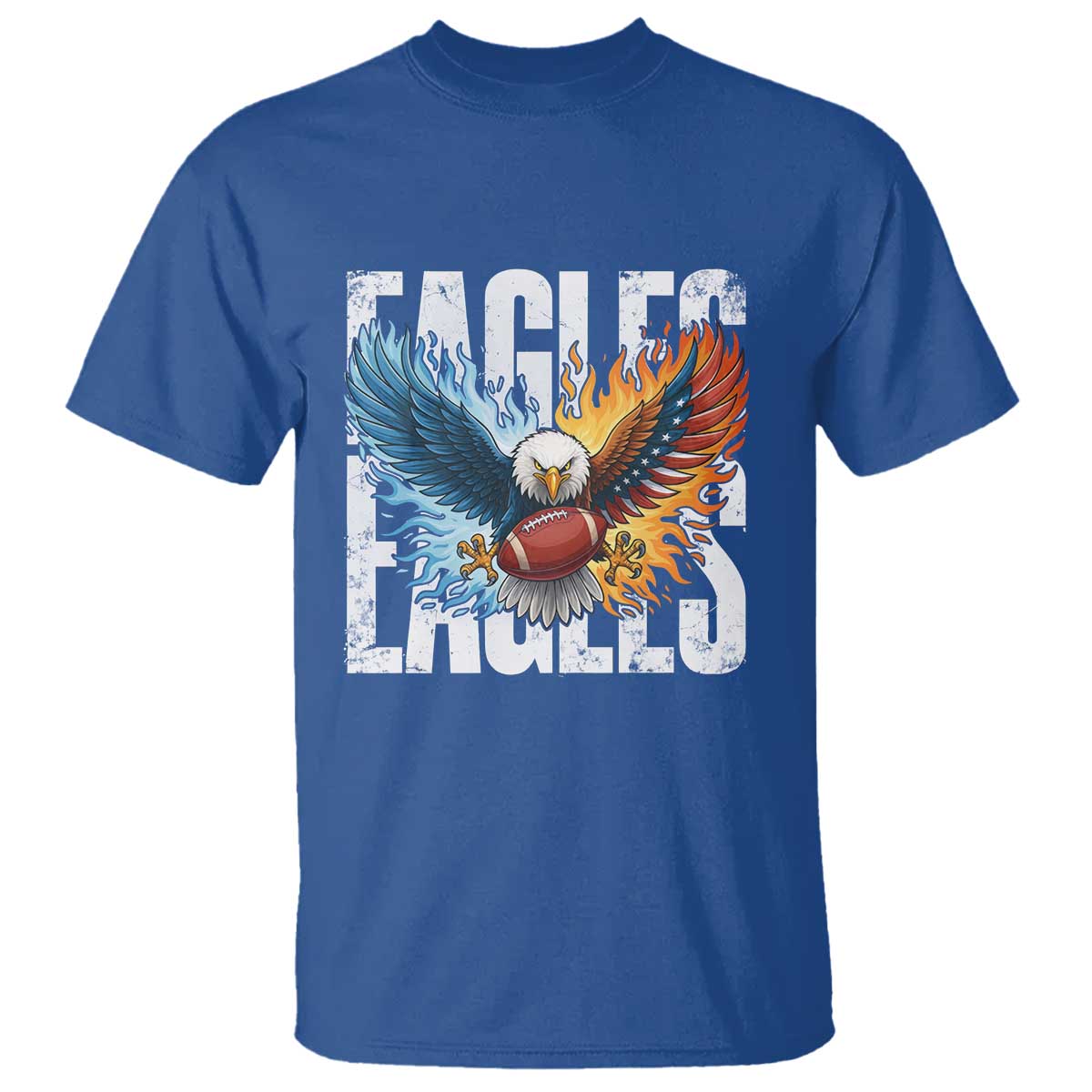 Eagles Football T Shirt Patriotic Eagle American Flag Gift TS12 Royal Blue Print Your Wear