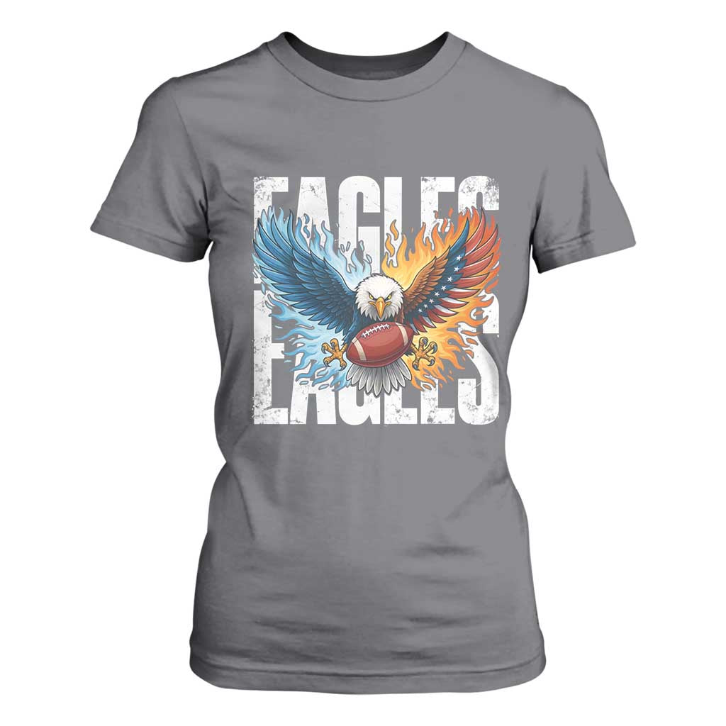 Eagles Football T Shirt For Women Patriotic Eagle American Flag Gift TS12 Charcoal Print Your Wear