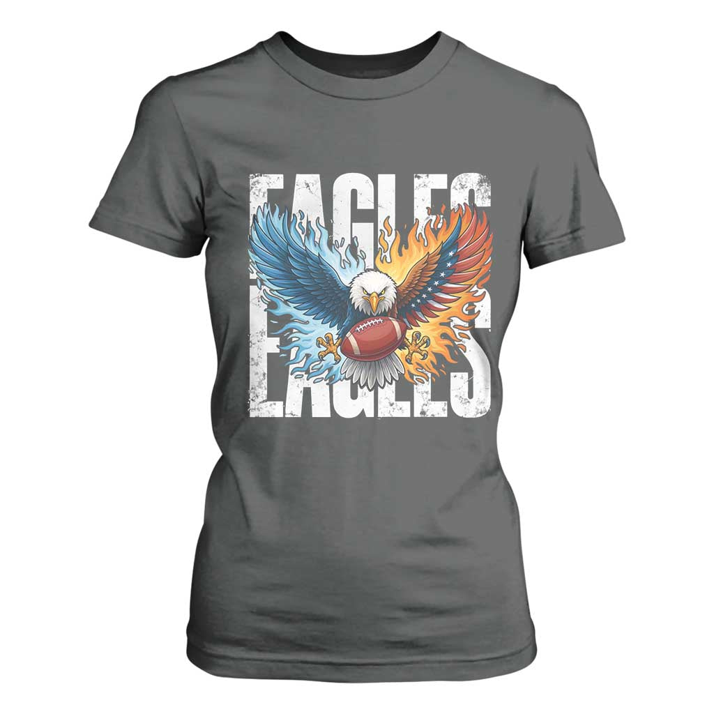 Eagles Football T Shirt For Women Patriotic Eagle American Flag Gift TS12 Dark Heather Print Your Wear