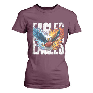 Eagles Football T Shirt For Women Patriotic Eagle American Flag Gift TS12 Maroon Print Your Wear