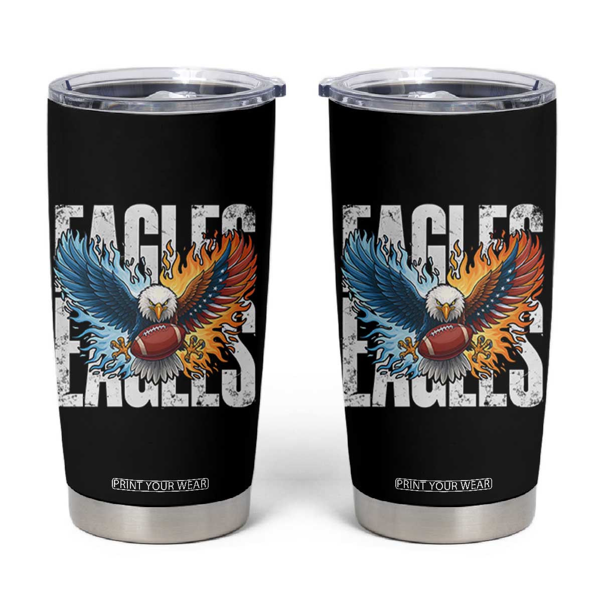 Eagles Football Tumbler Cup Patriotic Eagle American Flag Gift TS12 Black Print Your Wear