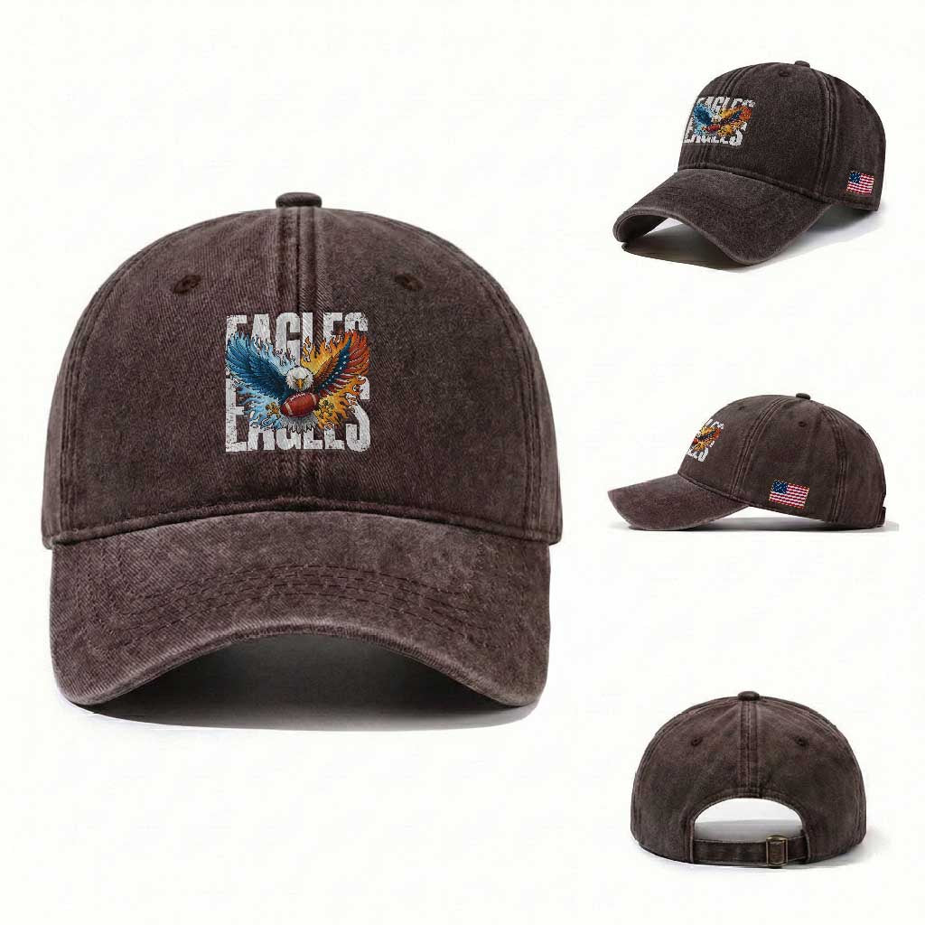 EF Lover Patriotic Eagle American Flag Gift Washed Cotton Baseball Cap TS12 Washed Cap Universal Fit Dark Brown Print Your Wear
