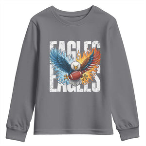 Eagles Football Youth Sweatshirt Patriotic Eagle American Flag Gift TS12 Charcoal Print Your Wear