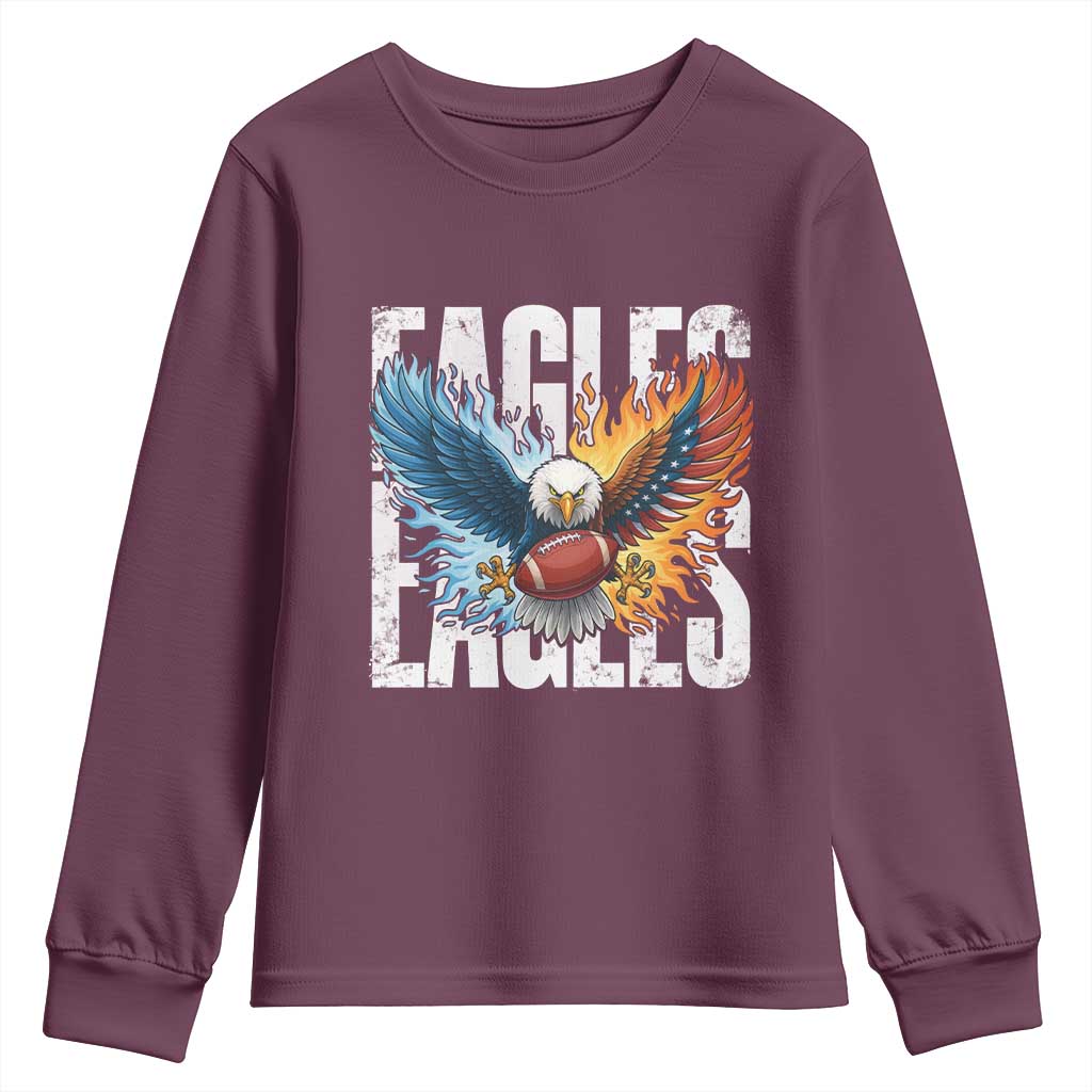 Eagles Football Youth Sweatshirt Patriotic Eagle American Flag Gift TS12 Maroon Print Your Wear