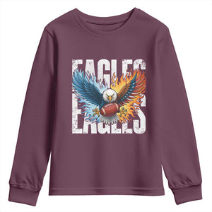 Eagles Football Youth Sweatshirt Patriotic Eagle American Flag Gift TS12 Maroon Print Your Wear