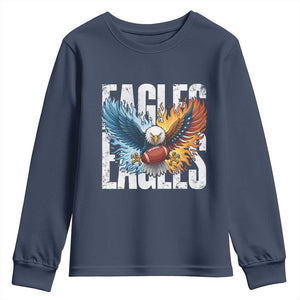 Eagles Football Youth Sweatshirt Patriotic Eagle American Flag Gift TS12 Navy Print Your Wear