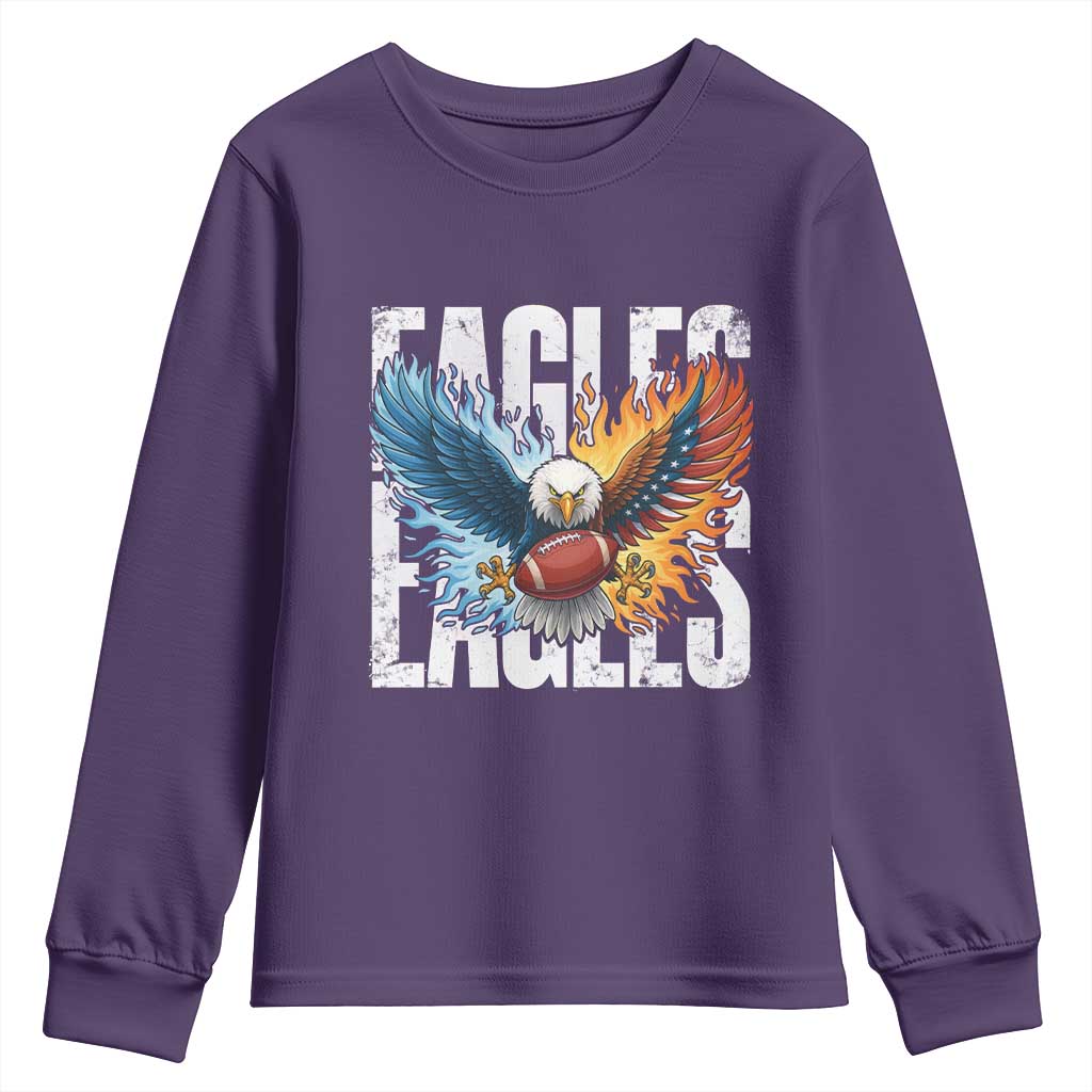 Eagles Football Youth Sweatshirt Patriotic Eagle American Flag Gift TS12 Purple Print Your Wear