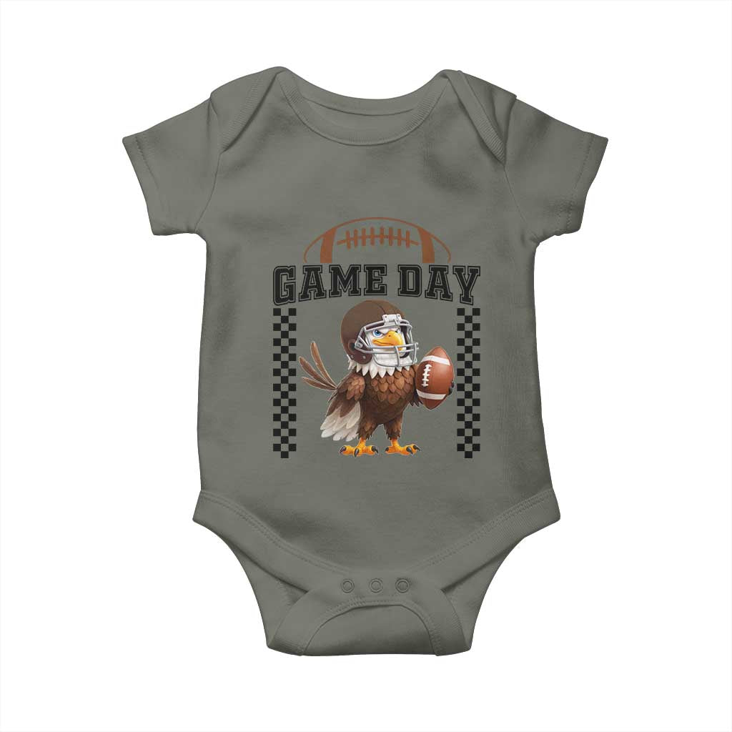 Eagle Football Baby Onesie Game Day Humor Gift TS12 Military Green Print Your Wear