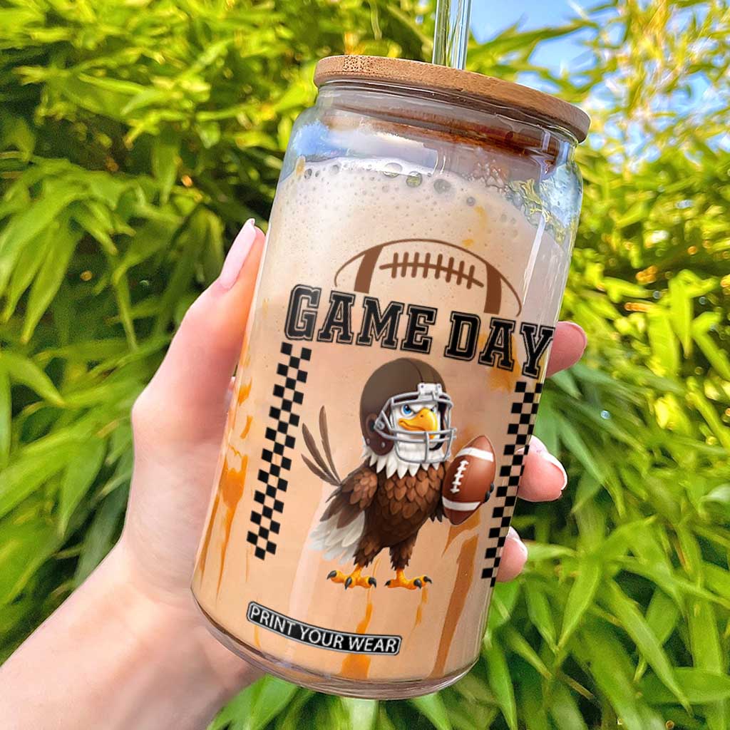 Eagle Football Glass Can Game Day Humor Gift TS12 White Print Your Wear