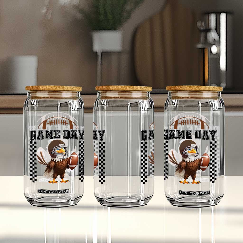 Eagle Football Glass Can Game Day Humor Gift TS12 Print Your Wear