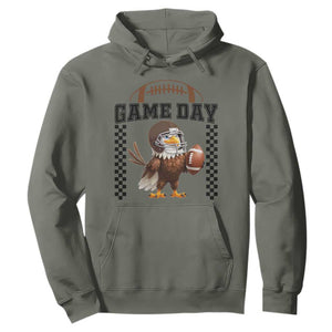 Eagle Football Hoodie Game Day Humor Gift TS12 Military Green Print Your Wear