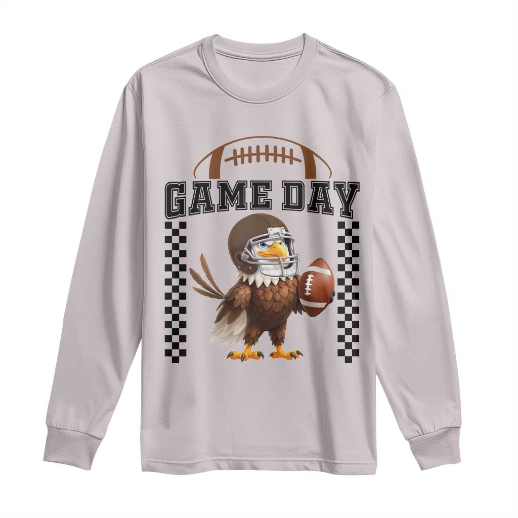 Eagle Football Long Sleeve Shirt Game Day Humor Gift TS12 Ice Gray Print Your Wear