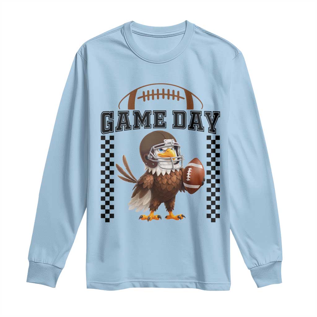 Eagle Football Long Sleeve Shirt Game Day Humor Gift TS12 Light Blue Print Your Wear