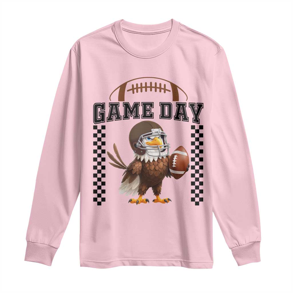 Eagle Football Long Sleeve Shirt Game Day Humor Gift TS12 Light Pink Print Your Wear