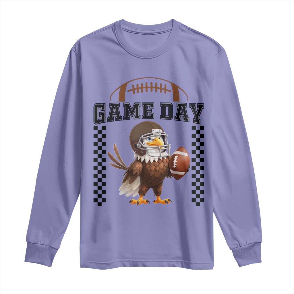 Eagle Football Long Sleeve Shirt Game Day Humor Gift TS12 Violet Print Your Wear