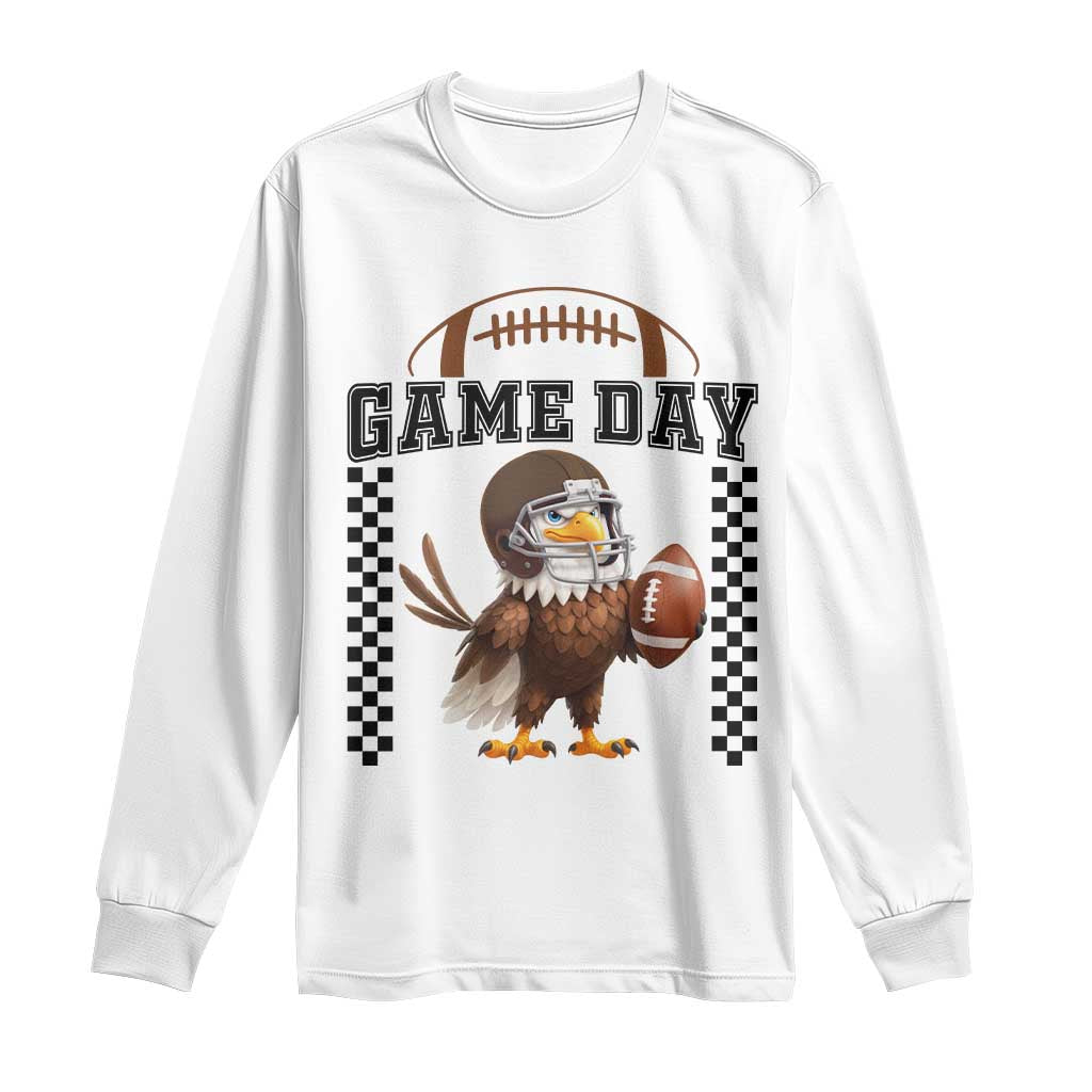 Eagle Football Long Sleeve Shirt Game Day Humor Gift TS12 White Print Your Wear