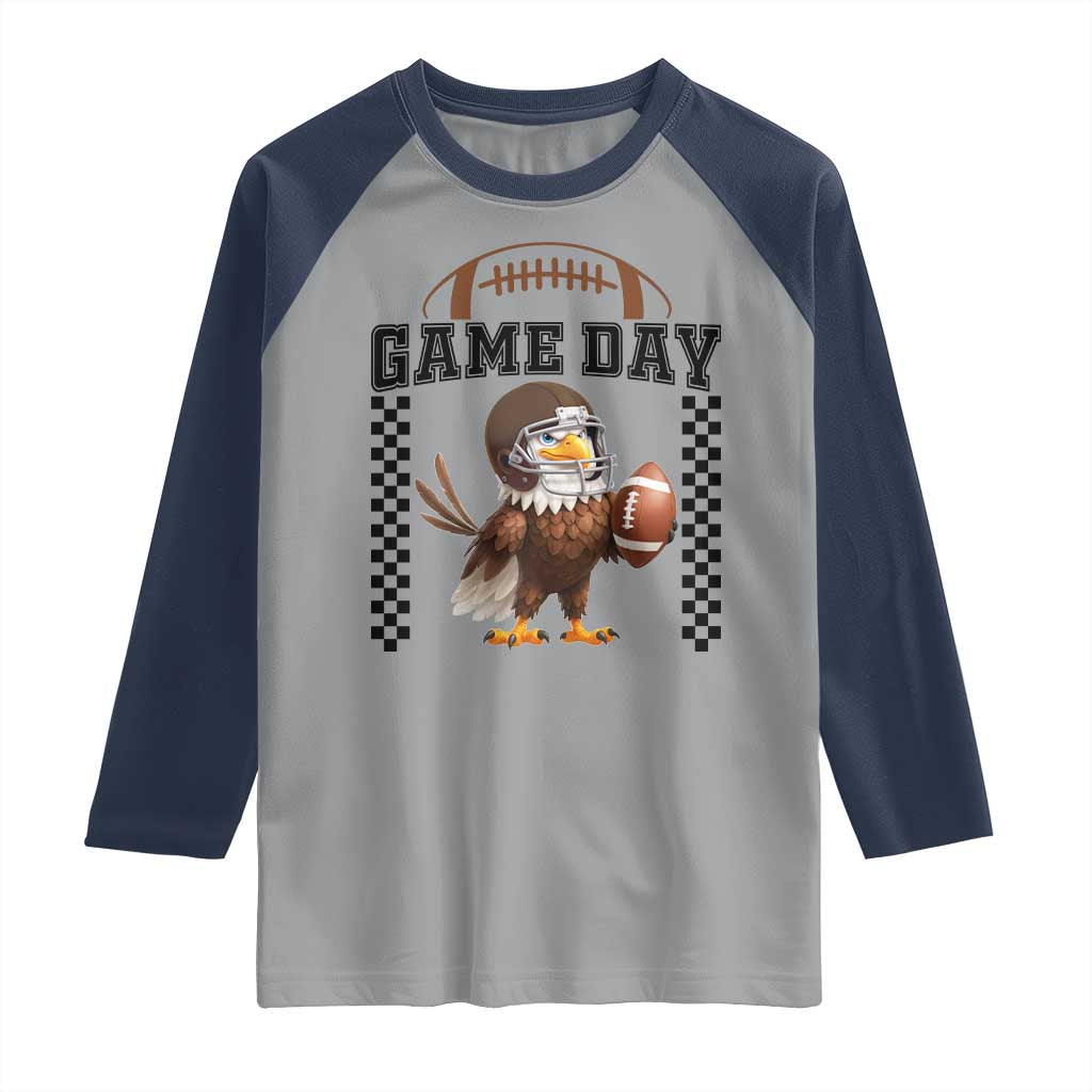 Eagle Football Raglan Shirt Game Day Humor Gift TS12 Sport Gray Navy Print Your Wear