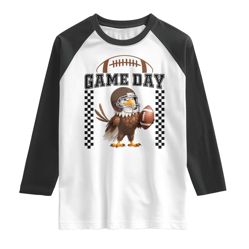 Eagle Football Raglan Shirt Game Day Humor Gift TS12 White Black Print Your Wear