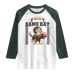 Eagle Football Raglan Shirt Game Day Humor Gift TS12 White Dark Forest Green Print Your Wear