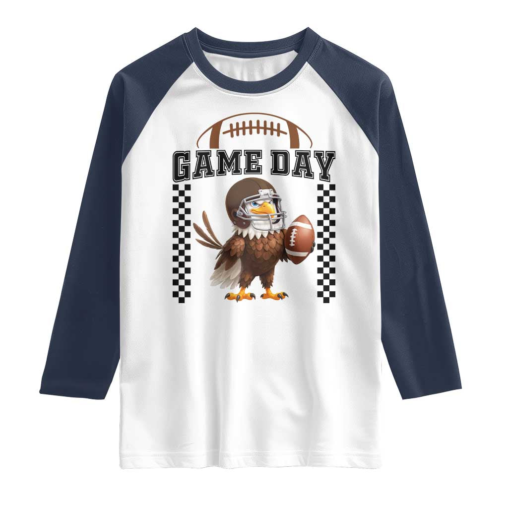Eagle Football Raglan Shirt Game Day Humor Gift TS12 White Navy Print Your Wear