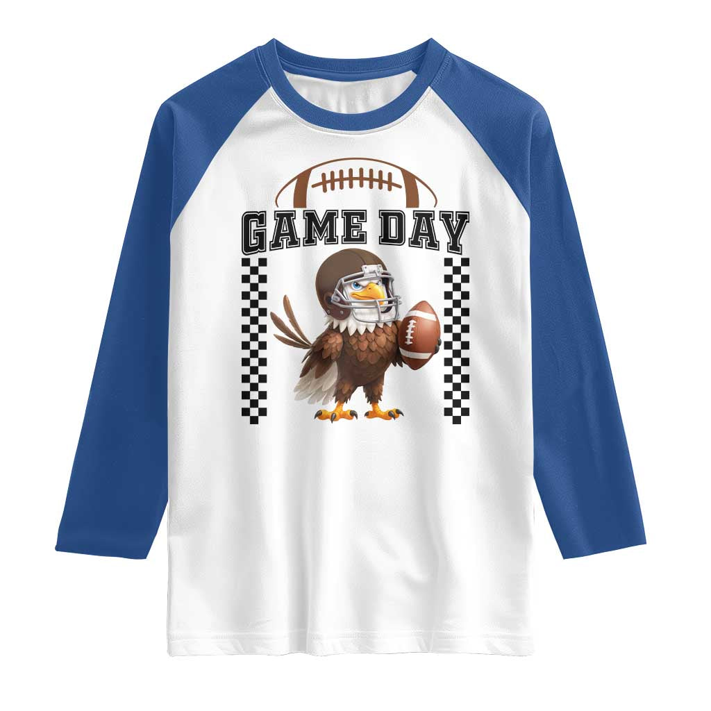 Eagle Football Raglan Shirt Game Day Humor Gift TS12 White Royal Print Your Wear