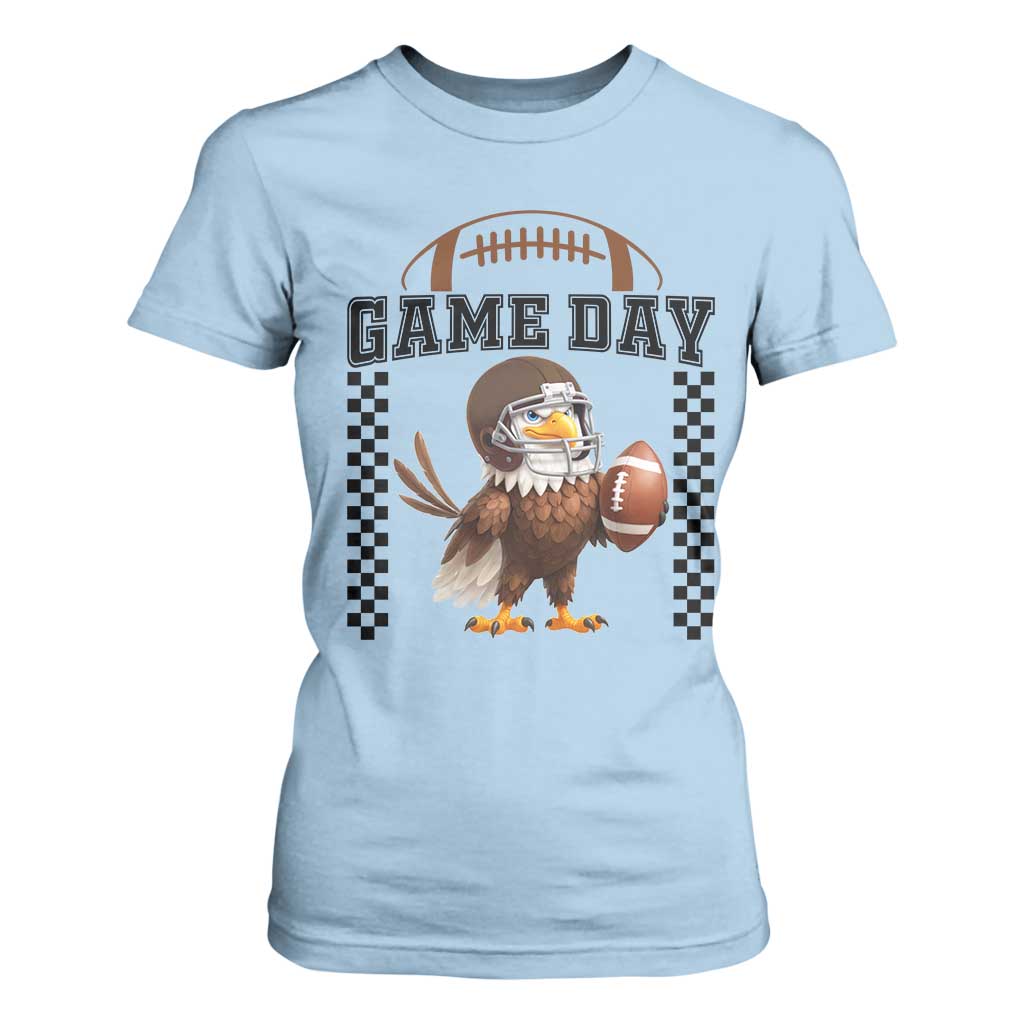 Eagle Football T Shirt For Women Game Day Humor Gift TS12 Light Blue Print Your Wear