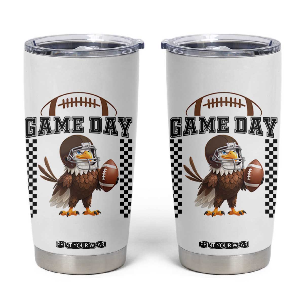 Eagle Football Tumbler Cup Game Day Humor Gift TS12 White Print Your Wear