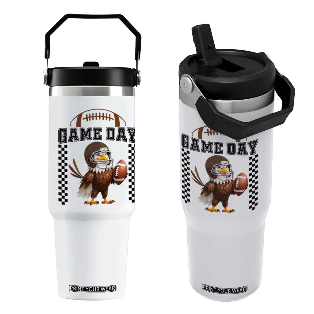 Eagle Football Flip Straw Tumbler Game Day Humor Gift TS12 One Size: 30 oz White Print Your Wear
