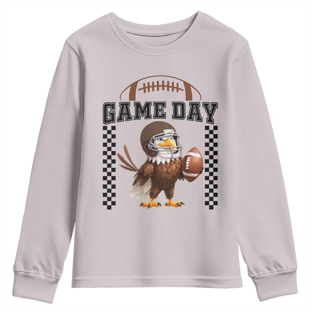 Eagle Football Youth Sweatshirt Game Day Humor Gift TS12 Ice Gray Print Your Wear